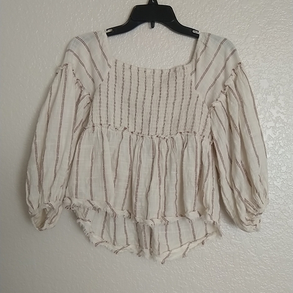 Free people Evey balloon sleeve tassels boho top sz S - Picture 7 of 7